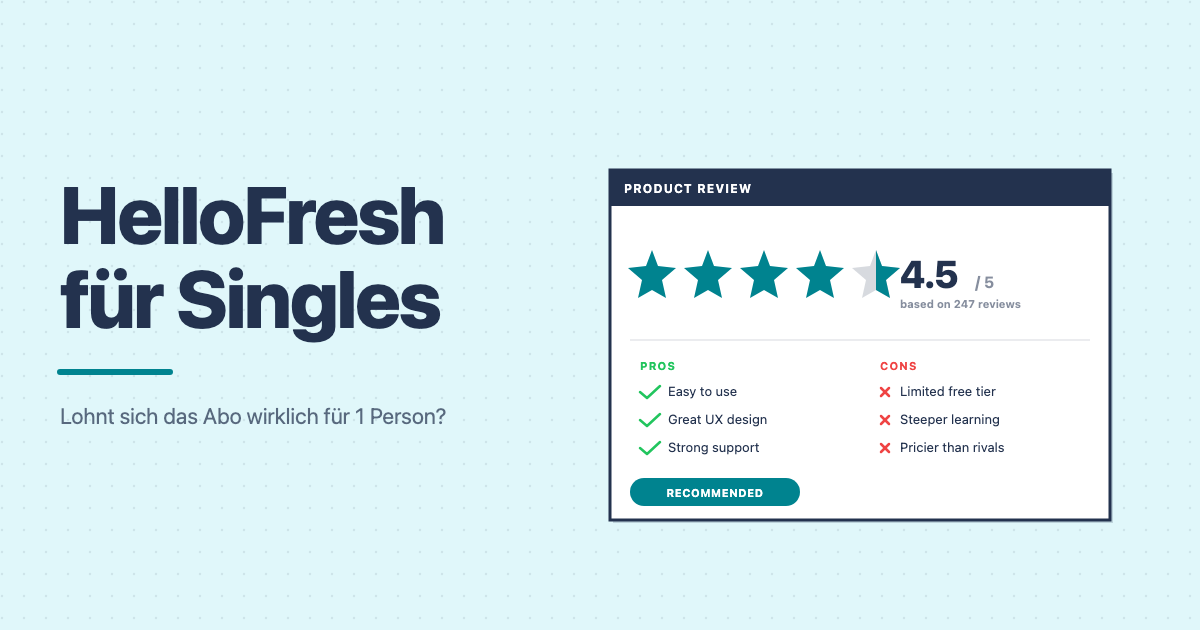 HelloFresh für Singles 2026: Lohnt sich das Abo wirklich für 1 Person?