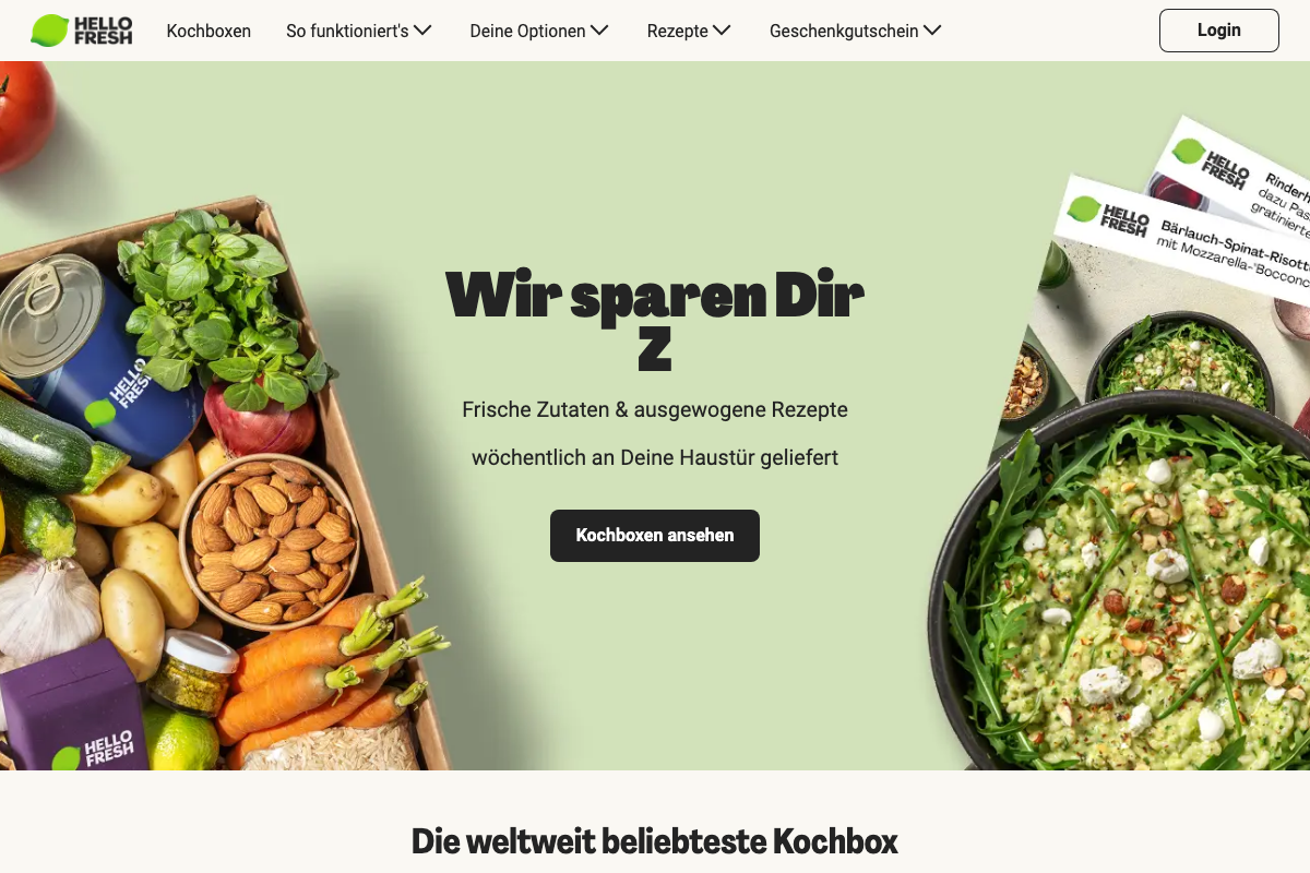 HelloFresh Website 2026 – Übersicht der Kochbox-Angebote
