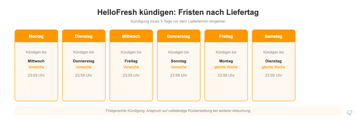 HelloFresh kündigen: Kündigungsfristen nach Liefertag im Überblick
