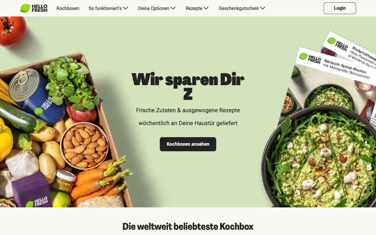 HelloFresh Website 2026 – Startseite mit aktuellen Angeboten