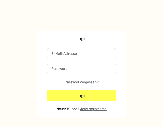 Marley Spoon Login-Formular mit E-Mail-Adresse und Passwort