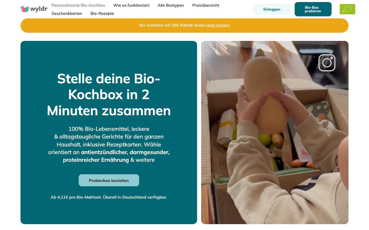 Wyldr Startseite Screenshot