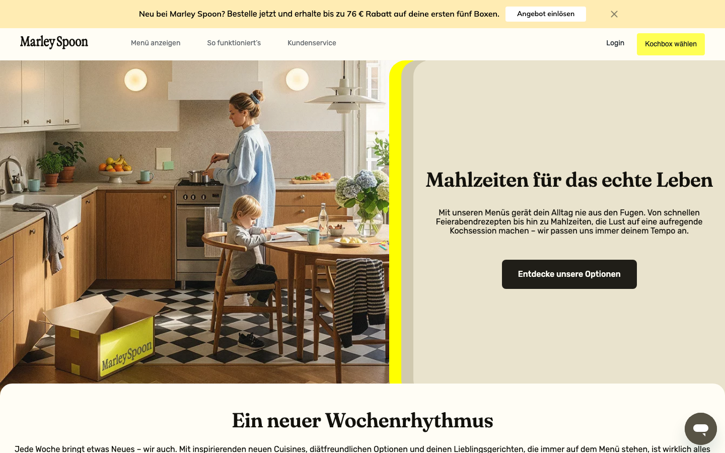 Marley Spoon Website: Kochboxen direkt bestellen